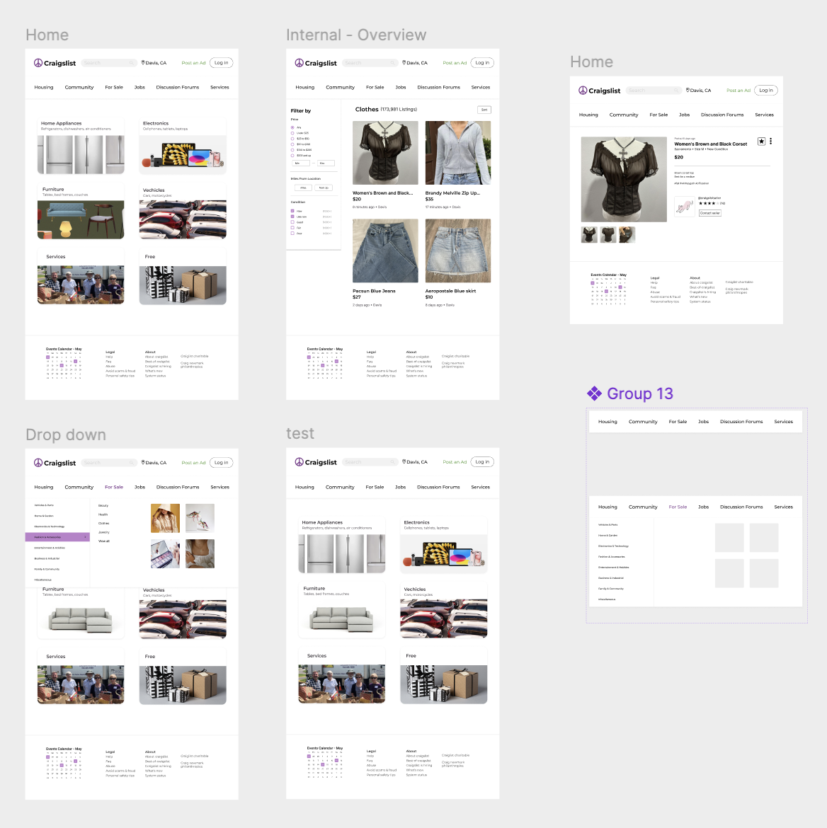 Final design screens